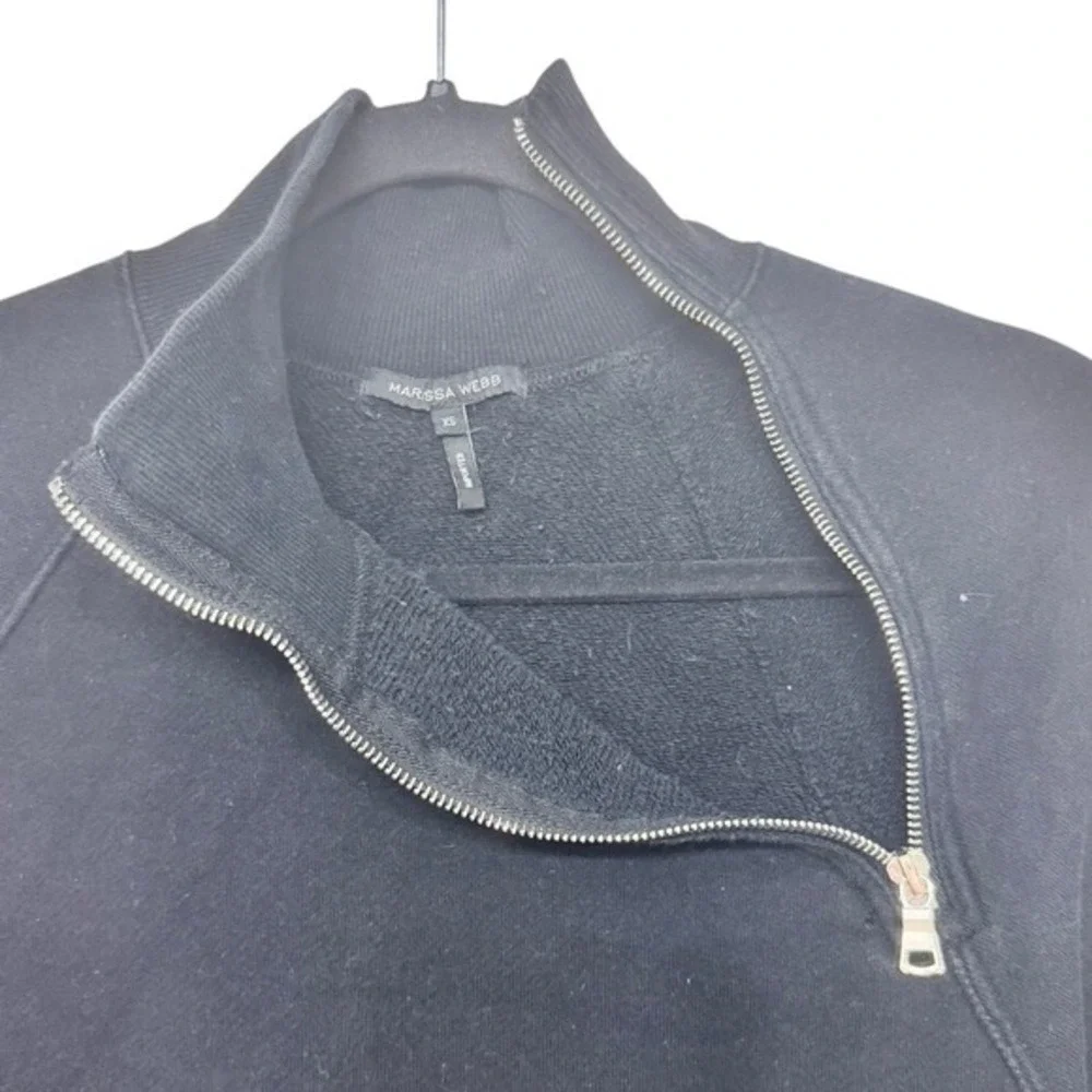 Marissa‎ Webb Black Cotton Funnel Neck Zip Sweatshirt Women's XS - Picture 5 of 9